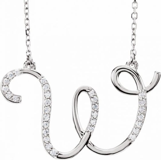 14K White 1/10 CTW Diamond Initial W 16 Necklace