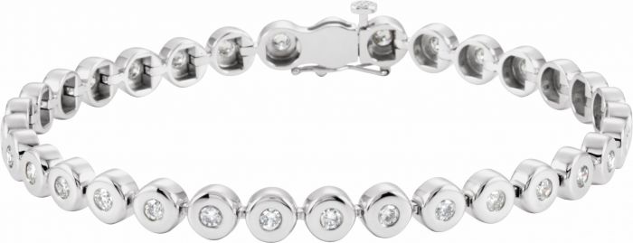14K White 2 CTW Diamond Bezel-Set Line 7 Bracelet