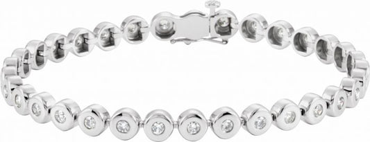 14K White 2 CTW Diamond Bezel-Set Line 7 Bracelet