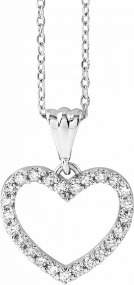 14K White 1/4 CTW Diamond Heart 18 Necklace