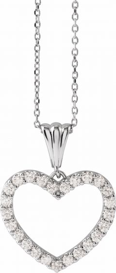 14K White 1/2 CTW Diamond Heart 18 Necklace
