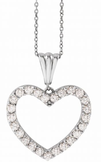 14K White 1 CTW Diamond Heart 18 Necklace
