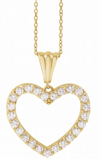 14K Yellow 1 CTW Diamond Heart 18 Necklace