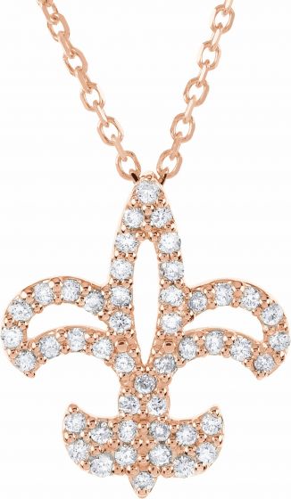 14K Rose 1/5 CTW Diamond Fleur De Lis 16 Necklace