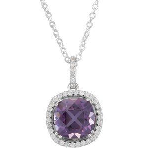 14K White Amethyst & 1/3 CTW Diamond 18 Necklace