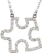 14K White 1/4 CTW Diamond Puzzle Piece 16.25 Necklace