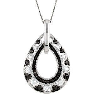 14K White 1/2 CTW Black & White Diamond 18 Necklace