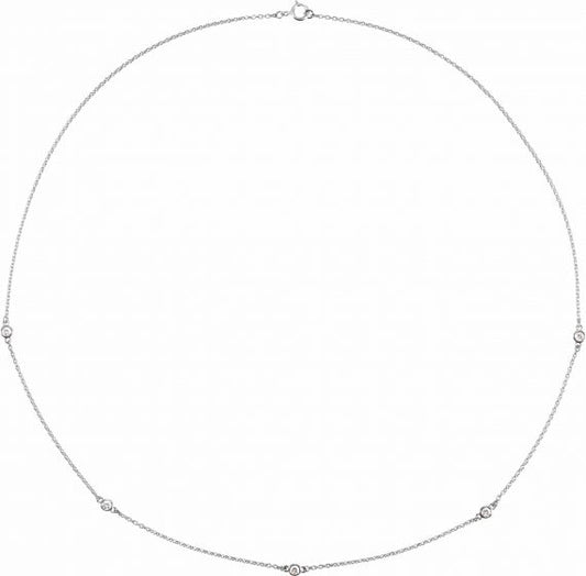14K White 1/4 CTW Diamond 5-Station 18 Necklace