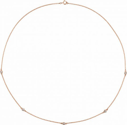 14K Rose 1/4 CTW Diamond 5-Station 18 Necklace