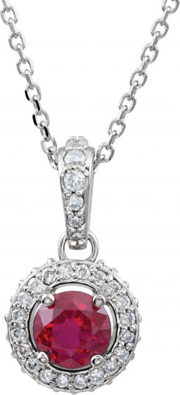14K White Ruby & 1/5 CTW Diamond 18 Necklace