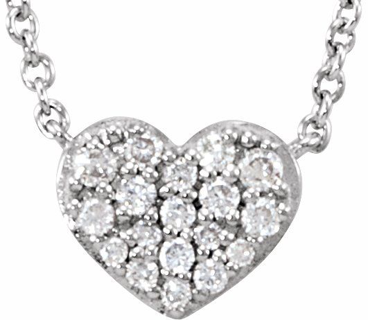 14K White 1/10 CTW Diamond Heart 18 Necklace
