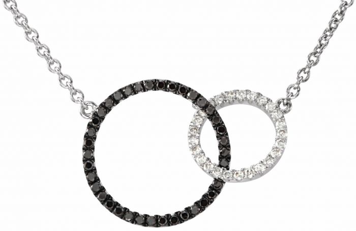 14K White 1/3 CTW Black & White Diamond Circle 18 Necklace