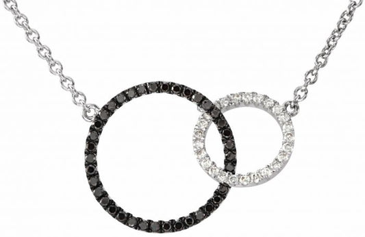 14K White 1/3 CTW Black & White Diamond Circle 18 Necklace