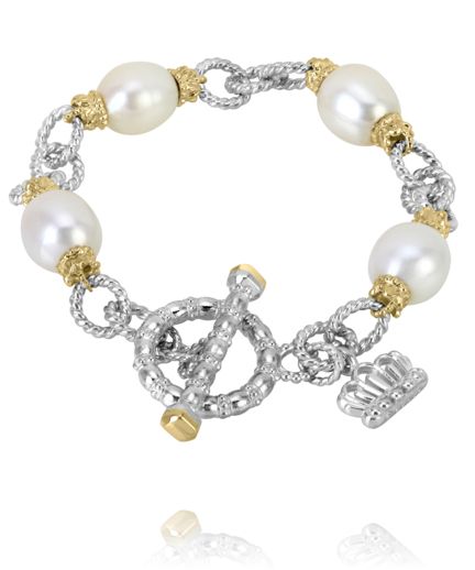 Vahan 14k Gold & Sterling Silver White Pearl Chain Bracelet