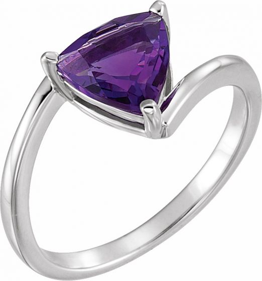14K White Amethyst Ring
