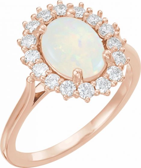 14K Rose Opal & 1/2 CTW Diamond Ring