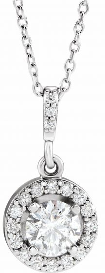 14K White 1/2 CTW Diamond Halo-Style 18 Necklace