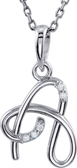14K White .02 CTW Diamond Initial A 18 Necklace