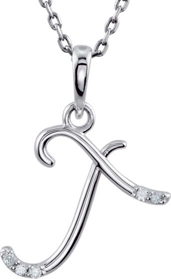 14K White .025 CTW Diamond Initial T 18 Necklace