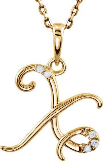 14K Yellow .02 CTW Diamond Initial X 18 Necklace