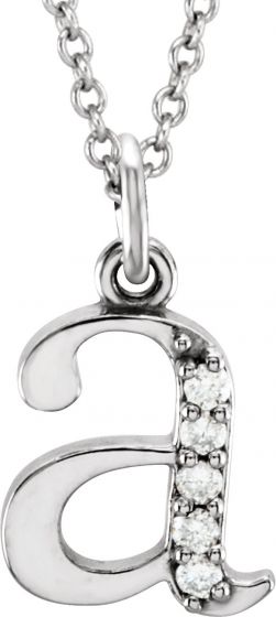 14K White .025 CTW Diamond Lowercase Initial a 16 Necklace
