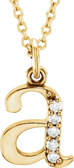 14K Yellow .025 CTW Diamond Lowercase Initial a 16 Necklace