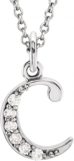 14K White .03 CTW Diamond Lowercase Initial c 16 Necklace