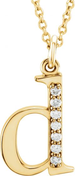 14K Yellow .03 CTW Diamond Lowercase Initial d 16 Necklace