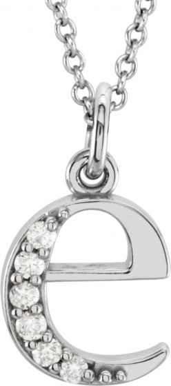 14K White .03 CTW Diamond Lowercase Initial e 16 Necklace