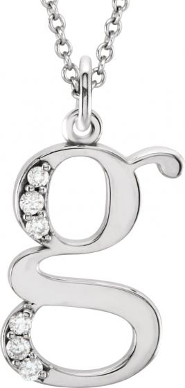 14K White .03 CTW Diamond Lowercase Initial g 16 Necklace