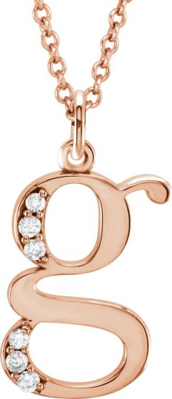 14K Rose .03 CTW Diamond Lowercase Initial g 16 Necklace
