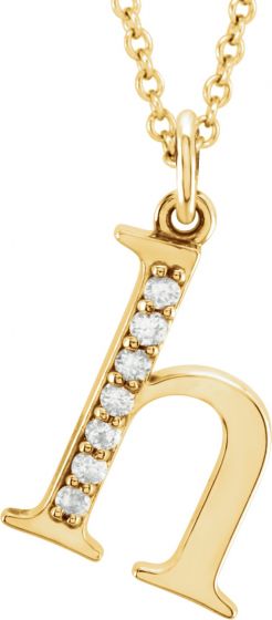 14K Yellow .03 CTW Diamond Lowercase Initial h 16 Necklace