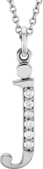 14K White .025 CTW Diamond Lowercase Initial j 16 Necklace