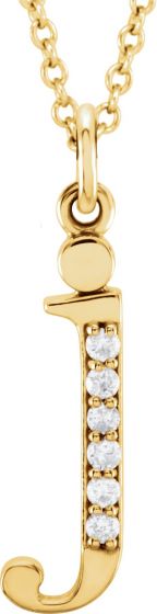 14K Yellow .025 CTW Diamond Lowercase Initial j 16 Necklace