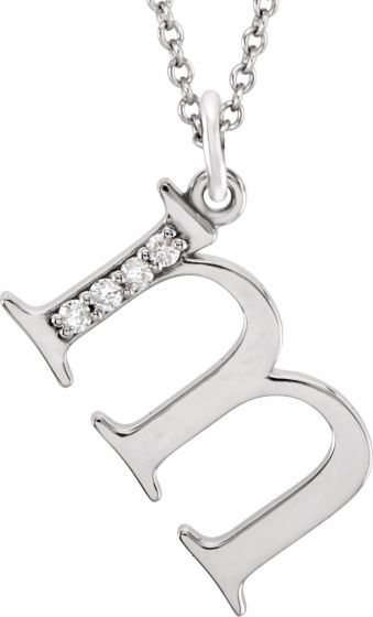 14K White .02 CTW Diamond Lowercase Initial m 16 Necklace