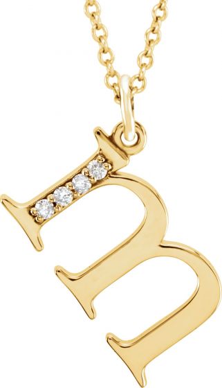 14K Yellow .02 CTW Diamond Lowercase Initial m 16 Necklace