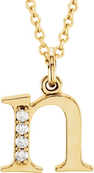 14K Yellow .02 CTW Diamond Lowercase Initial n 16 Necklace