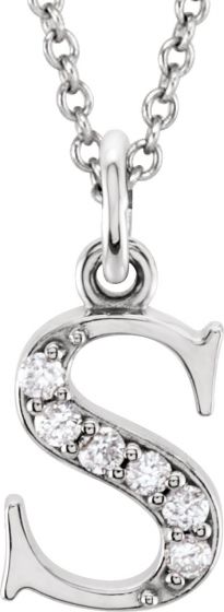 14K White .03 CTW Diamond Lowercase Initial s 16 Necklace