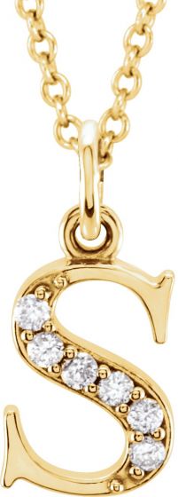 14K Yellow .03 CTW Diamond Lowercase Initial s 16 Necklace