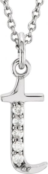 14K White .025 CTW Diamond Lowercase Initial t 16 Necklace