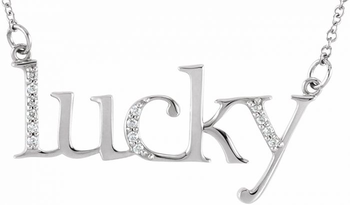14K White .06 CTW Diamond Lucky 16 1/2 Necklace