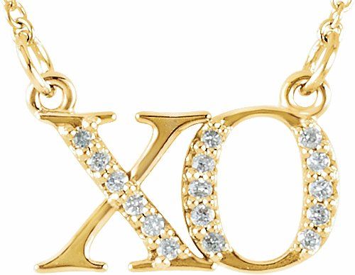 14K Yellow .07 CTW Diamond XO 16 1/2 Necklace