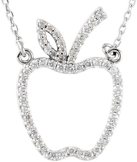 14K White 1/5 CTW Diamond Apple 16 Necklace