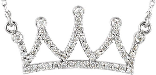 14K White 1/5 CTW Diamond Crown 16 1/2 Necklace