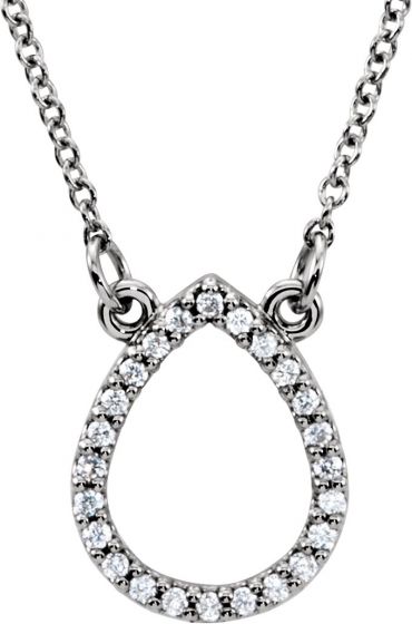 14K White 1/10 CTW Diamond Teardrop 16 Necklace