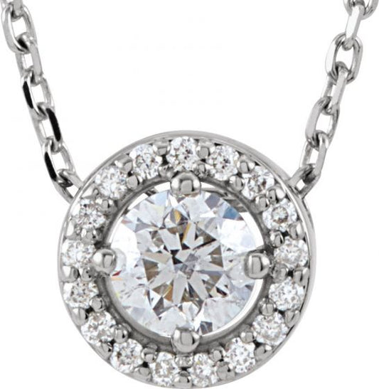 14K White 1/4 CTW Diamond Halo-Style 16 Necklace