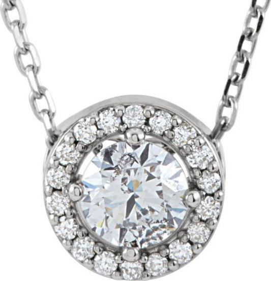 14K White 3/8 CTW Diamond Halo-Style 16 Necklace