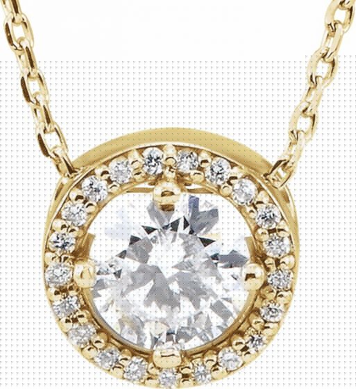 14K Yellow 1/2 CTW Diamond Halo-Style 16 Necklace
