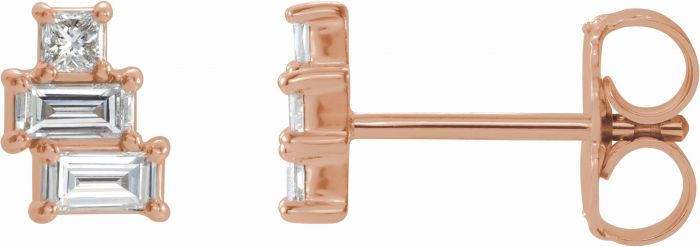 14K Rose 1/4 CTW Diamond Geometric Cluster Earrings