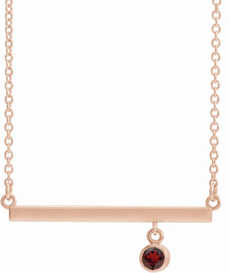 14K Rose Mozambique Garnet Bezel-Set 18 Bar Necklace